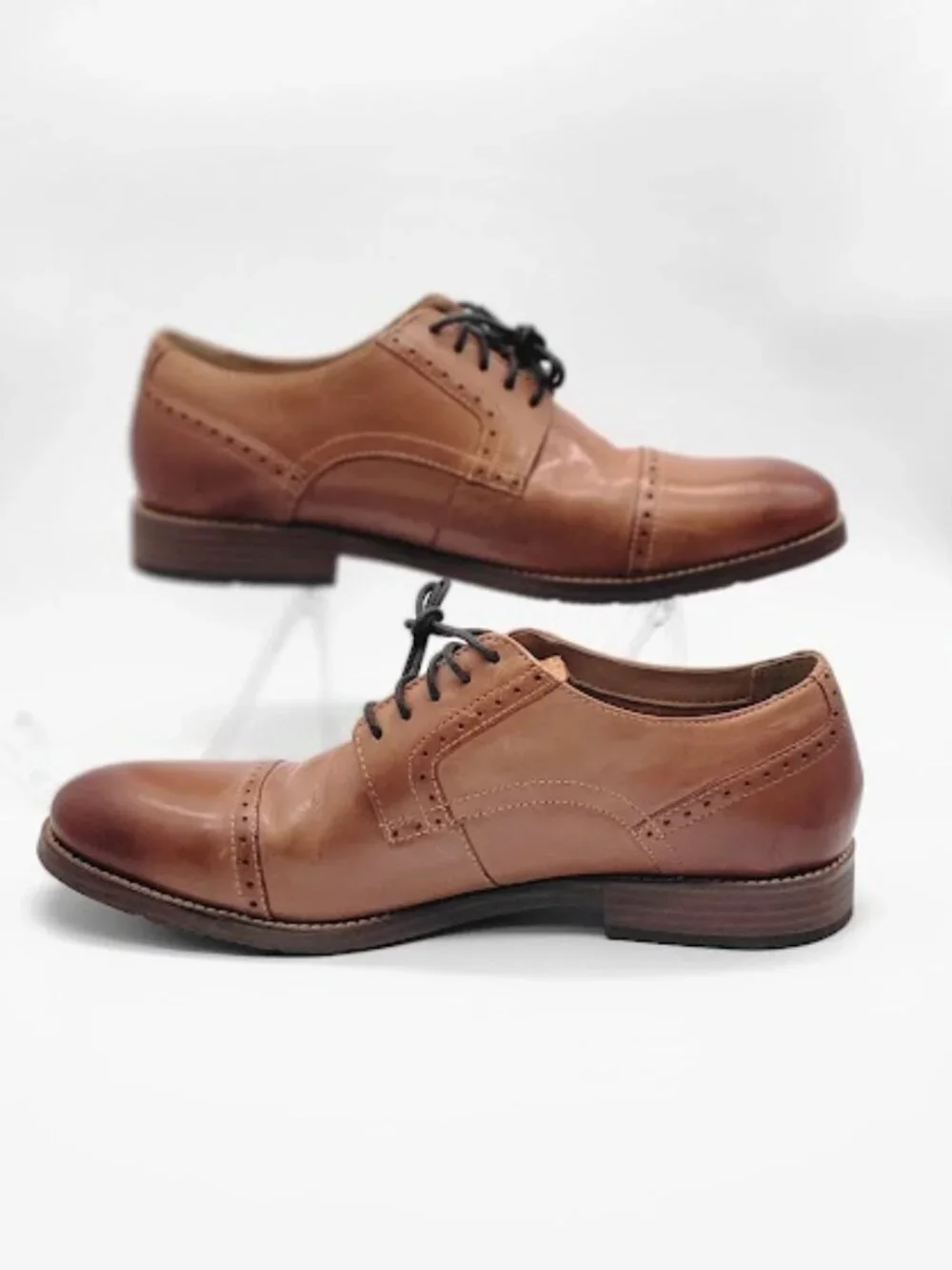 NUNN BUSH Men’s Size 11 M Tan Brown Leather Cap Toe Lace-Up Oxford Shoes EUC
